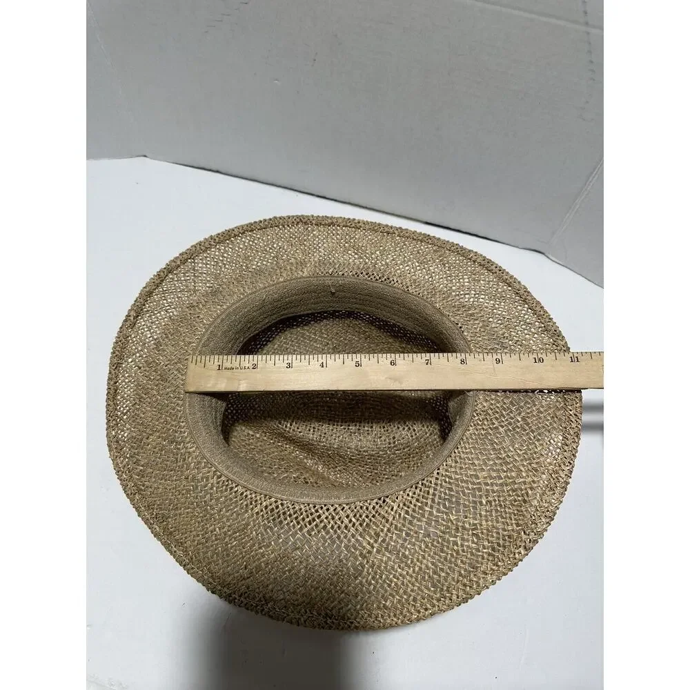 Straw Safari‎ Wicker Hat Panama Unisex With Band Navy Written